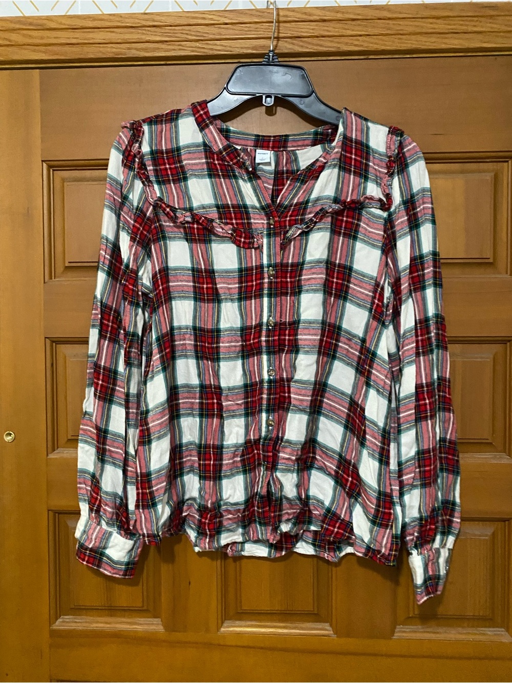 Old Navy Red White and Green Plaid Button-Front Shirt